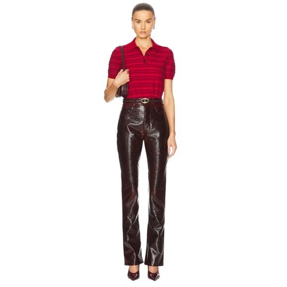 GALVAN Oldboy Laminated Wool Trouser in Oxblood 38 New Womens Vegan Pants - Picture 1 of 14
